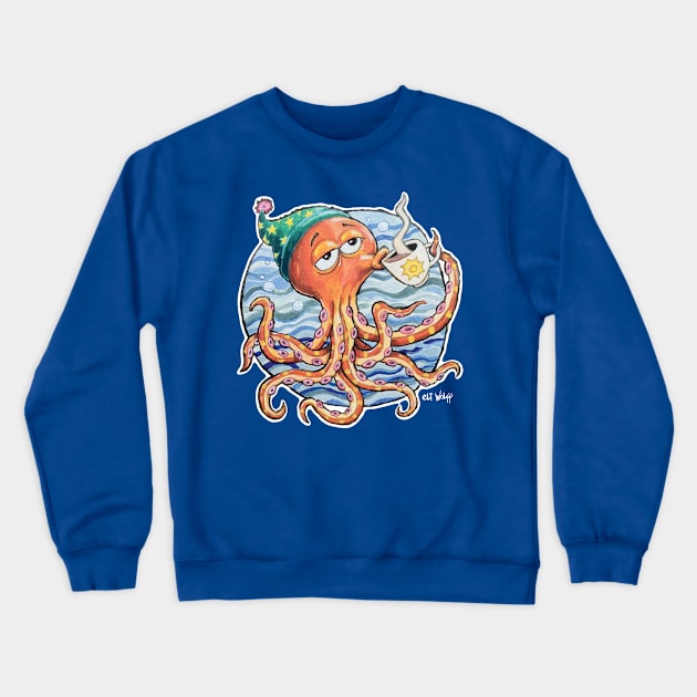 Sleepy Octopus Crewneck Sweatshirt by eliwolff